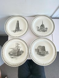 A Set Of Four Vintage Wedgwood University Of Pittsburgh Collectable Plates