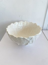 Beautiful White Glazed Cabbage Leaf Bowl