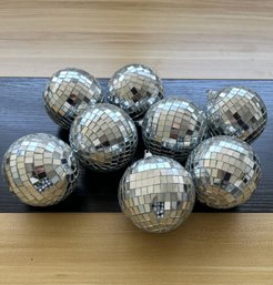 Set Of (8) 3 Inch Disco Balls With Ornament Caps