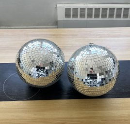 Set Of (2) 10 Inch Disco Balls With Hanging Rings #1