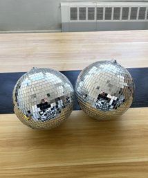 Set Of (2) 10 Inch Disco Balls With Hanging Rings #3