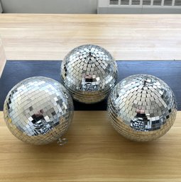 Set Of (3) 8 Inch Disco Balls With Hanging Rings #2