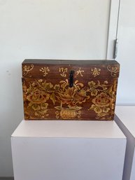 Beautiful Asian Chest With Raised Floral Design With KOI