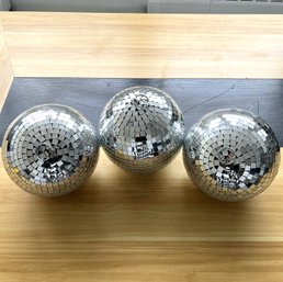 Set Of (3) 8 Inch Disco Balls With Hanging Rings #5