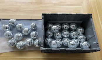 Set Of (30) 4 Inch Disco Balls With Ornament Caps