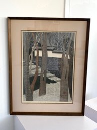 Framed Lithograph Of Trees