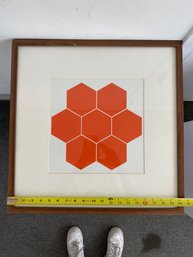Framed Orange Geometric Flower -signed