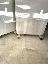 Pair Of Clear Acrylic Pedestals With Open Base (set Of 2)