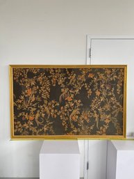 Beautiful Framed Traditional Asian Batik Fabric With Floral And Bird Motif