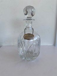 Cut Glass Decanter With Silver Vodka Hang Tag