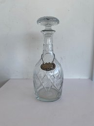 Cut Glass Decanter With Silver Scotch Hang Tag