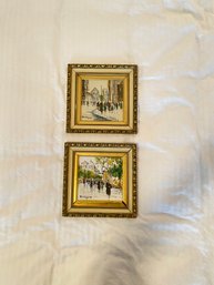 Pair Of Signed Gold Framed Paintings