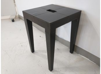 Brown End Table With Leather Accents #4