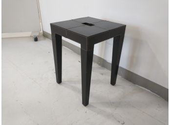 Brown End Table With Leather Accents #2