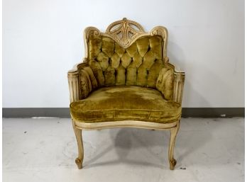 Tufted Chartreuse Velvet Arm Chair #1
