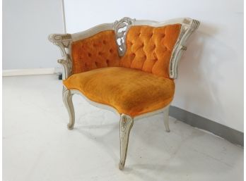 Vintage Orange Velvet LAF Chair W/Off White Frame #1