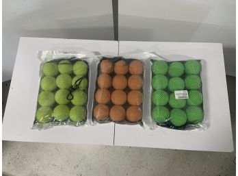 (3) 12 Packs Of Practice Tennis Balls With Mesh Storage Bag