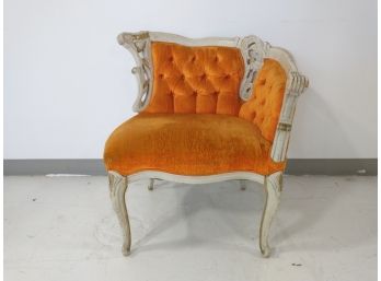 Vintage Orange Velvet RAF Chair W/Off White Frame