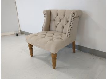 Restoration Hardware Inspired Linen Tufted Chair With Nail Head Detail