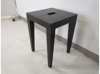 Brown End Table With Leather Accents #3