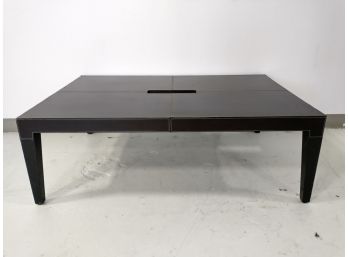 Brown Cutout Coffee Table W/Leather Accents #1