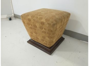 Gold Swirl Upholstered Ottoman With Wood Base #2