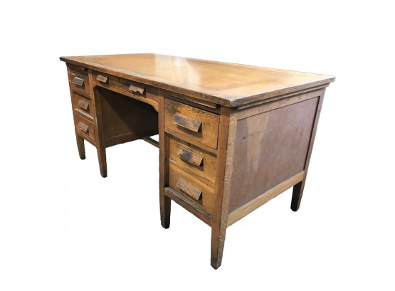 Vintage Oak Accountant's Desk