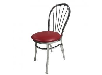 Vintage Red Dinette Silver Spoke Back Chair #1