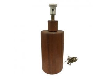 Mid Century Modern Wooden Cylinder Lamp-No Shade