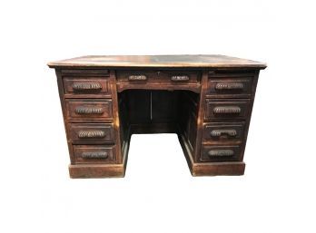 Vintage Oak Executive Desk (9) Drawers