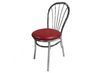 Vintage Red Dinette Silver Spoke Back Chair #4