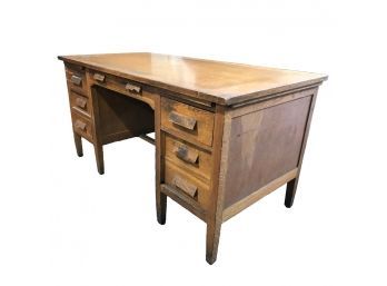 Vintage Oak Accountant's Desk