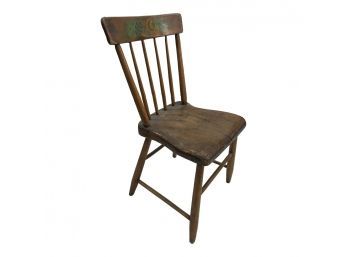 Antique Farm Chair W/Painted Fruit Detail #2