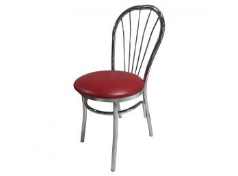 Vintage Red Dinette Silver Spoke Back Chair #3