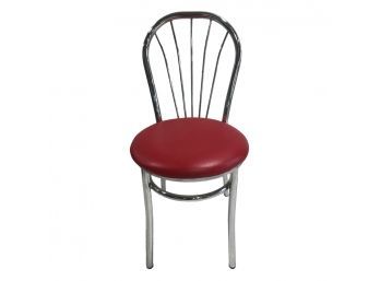 Vintage Red Dinette Silver Spoke Back Chair #2