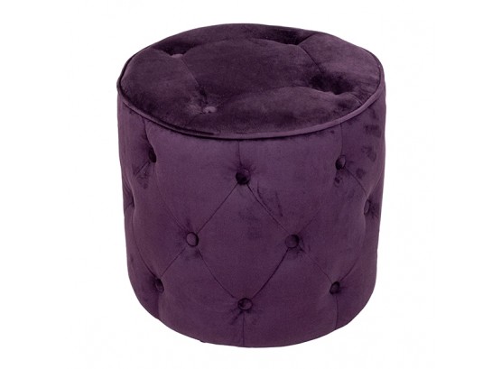 Purple Velvet Tufted Ottoman #3