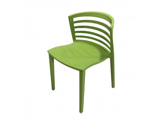 Modern Green Injection Molded Slat Back Chair #2