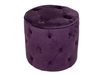 Purple Velvet Tufted Ottoman #3