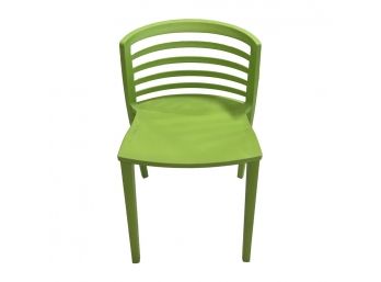 Modern Green Injection Molded Slat Back Chair #1