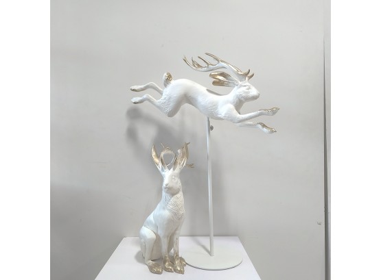 Pair Of Magic Rabbits With Golden Antlers #2-Christian Dior