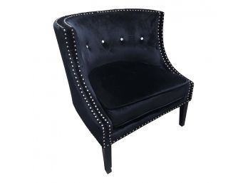 Black Velvet Tub Chair With Rhinestone Accents #2