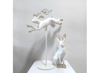 Pair Of Magic Rabbits With Golden Antlers #1-Christian Dior