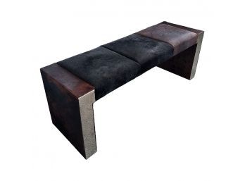 Contemporary Cowhide Bench With Mirrored Silver Leg