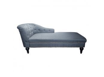 Grey Upholstered Fainting Sofa With Tufting