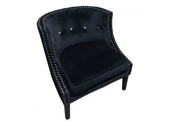 Black Velvet Tub Chair With Rhinestone Accents #1