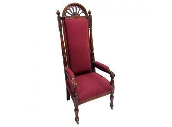 Upholstered Burgundy Throne Chair