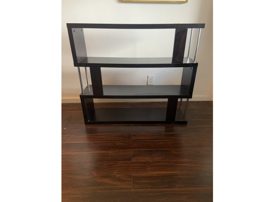 Modern Dark Composite Wood Bookcase With Chrome Accents