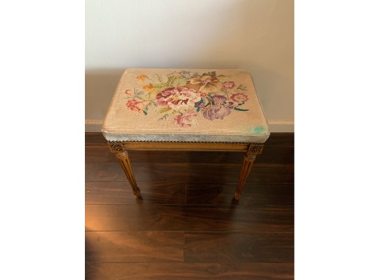 Single Seat Bench With Floral Embroidered Seat Cushion