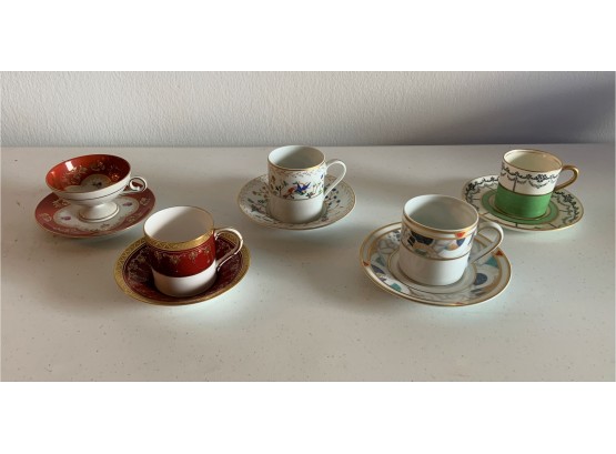 4 Collectable Fine Bone China Tea Cups With Saucers-