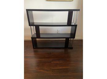Modern Dark Composite Wood Bookcase With Chrome Accents